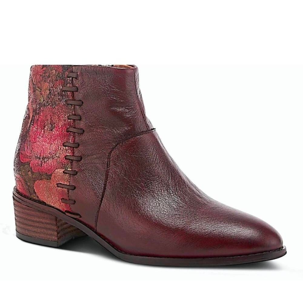 Spring Step 40 L'Artiste Forever booties red multi floral leather ankle boots 9